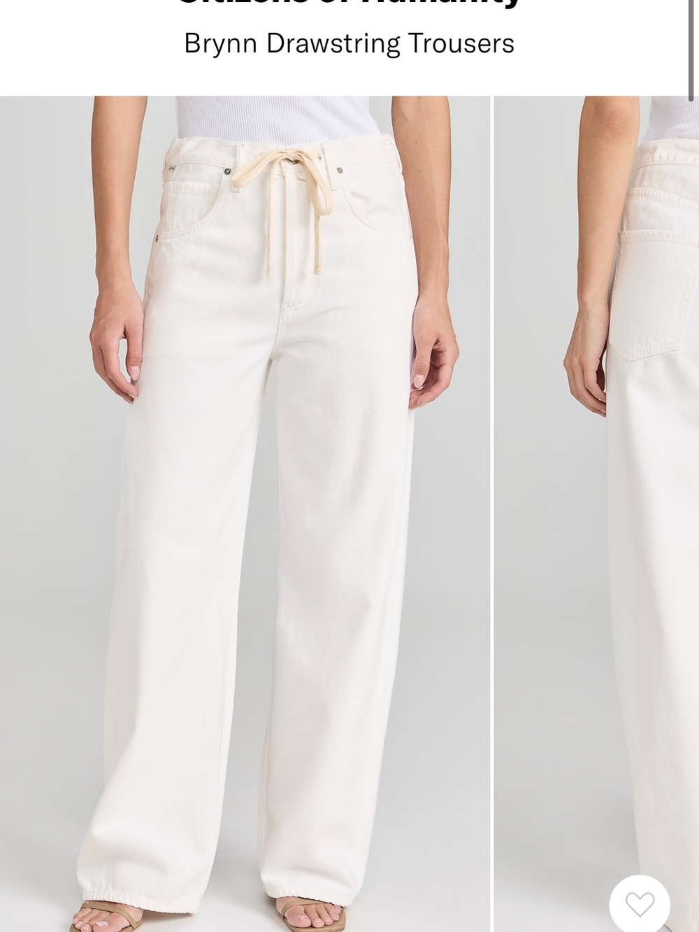 Citizens of Humanity Brynn Drawstring Trouser wide leg jeans in Off-White